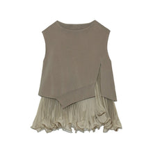 Load image into Gallery viewer, Japanese 2022 Summer New Women Tops Fashion Simple Solid Ruffles Sleeveless Sweaters Office Ladies Elegant Loose Pullovers