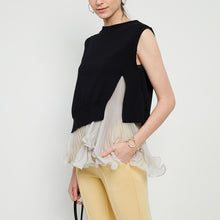 Load image into Gallery viewer, Japanese 2022 Summer New Women Tops Fashion Simple Solid Ruffles Sleeveless Sweaters Office Ladies Elegant Loose Pullovers
