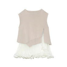 Load image into Gallery viewer, Japanese 2022 Summer New Women Tops Fashion Simple Solid Ruffles Sleeveless Sweaters Office Ladies Elegant Loose Pullovers