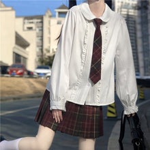 Load image into Gallery viewer, Japanese JK Blouses for Women Long Sleeve White Tops Uniform Femme Sweet Fungus Edge Cute Shirts Spring 2022 Mori Girl