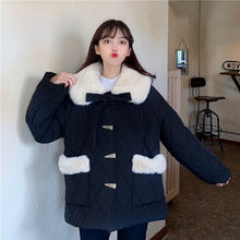 Load image into Gallery viewer, Japanese Korean Cute Lolita Jackets Women Winter Tea Party Horn Button Coat Female Kawaii Rabbit Fur Collar Lololita Coat Parkas