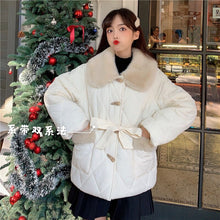 Load image into Gallery viewer, Japanese Korean Cute Lolita Jackets Women Winter Tea Party Horn Button Coat Female Kawaii Rabbit Fur Collar Lololita Coat Parkas