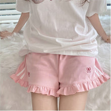 Load image into Gallery viewer, Japanese Lolita Kawaii Wide Leg Pants Women Casual Sweet Cute Pink Shirt Pants Bowknot Ruffle Pretty Korean Clothing Summer 2021