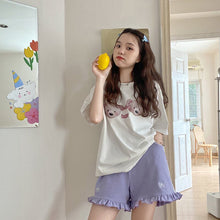 Load image into Gallery viewer, Japanese Lolita Kawaii Wide Leg Pants Women Casual Sweet Cute Pink Shirt Pants Bowknot Ruffle Pretty Korean Clothing Summer 2021