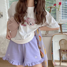 Load image into Gallery viewer, Japanese Lolita Kawaii Wide Leg Pants Women Casual Sweet Cute Pink Shirt Pants Bowknot Ruffle Pretty Korean Clothing Summer 2021