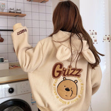Load image into Gallery viewer, Japanese Sweet Kawaii Zipper Coat Winter Hooded Harajuku Fleece Flannel Pullover Korean College Style Bear Print Hoodies Jackets
