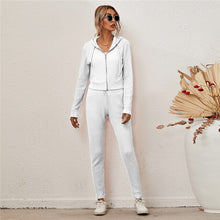 Load image into Gallery viewer, Knitted Tracksuit Women Two Piece Set Autumn Clothes Solid Color Zipper Hooded Top and Long Pants Suit Casual Lounge Wear Outfit