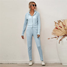Load image into Gallery viewer, Knitted Tracksuit Women Two Piece Set Autumn Clothes Solid Color Zipper Hooded Top and Long Pants Suit Casual Lounge Wear Outfit