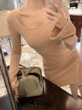 Load image into Gallery viewer, Korean Fashion Knitted Dress Women Long Sleeve Short Party Dress Elegant 2022 Autumn Slim Sexy Y2k Mini Dress Casual Female Chic