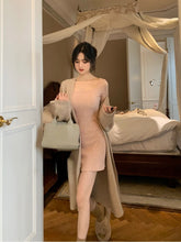 Load image into Gallery viewer, Korean Fashion Knitted Dress Women Long Sleeve Short Party Dress Elegant 2022 Autumn Slim Sexy Y2k Mini Dress Casual Female Chic