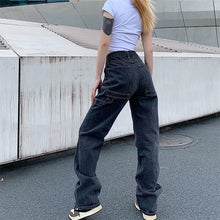Load image into Gallery viewer, Korean Fashion Woman Jeans Loose Casual Straight Leg Highwaist Jeans Female Streetwear Spring and Autumn Trousers