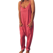 Load image into Gallery viewer, Korean Style Summer Casual Loose Baggy Strap Jumpsuit Sexy Sleeveless Pocket Women Rompers Fashion Harem Pants Playsuit Overalls