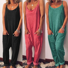 Load image into Gallery viewer, Korean Style Summer Casual Loose Baggy Strap Jumpsuit Sexy Sleeveless Pocket Women Rompers Fashion Harem Pants Playsuit Overalls