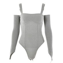 Load image into Gallery viewer, Ladies New Summer Bodysuit Spaghetti Strap Slim Long Sleeve Bodycon 2021 Sexy Women Fashion Solid Backless Knitted Rompers