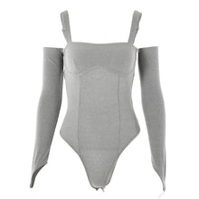 Load image into Gallery viewer, Ladies New Summer Bodysuit Spaghetti Strap Slim Long Sleeve Bodycon 2021 Sexy Women Fashion Solid Backless Knitted Rompers