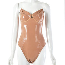 Load image into Gallery viewer, Ladies New Summer Skinny Bodysuit PU Leather Strapless Slim Bodycon 2021 Sexy Women Fashion Solid High Waist Rompers