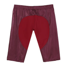 Load image into Gallery viewer, Mens Exercise Workout Fitness Sportswear Faux Leather Patchwork Undershorts Surfing Swimming Trunks Athletic Skinny Short Pants