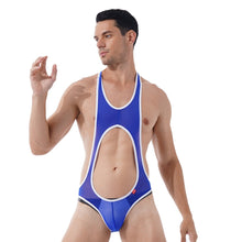 Load image into Gallery viewer, Mens Hollow Out Sleeveless Bodysuit See-through Mesh  Leotard Gym Fitness Workout Wrestling Singlet Bulge Pouch Skinny Jumpsuits