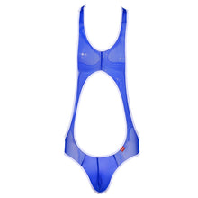 Load image into Gallery viewer, Mens Hollow Out Sleeveless Bodysuit See-through Mesh  Leotard Gym Fitness Workout Wrestling Singlet Bulge Pouch Skinny Jumpsuits