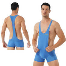 Load image into Gallery viewer, Mens One-piece Wrestling Singlet Bodysuit Fitness Workout Gym Sportswear Stretchy Scoop Neck Sleeveless Skinny Jumpsuits Leotard