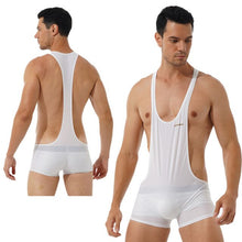 Load image into Gallery viewer, Mens One-piece Wrestling Singlet Bodysuit Fitness Workout Gym Sportswear Stretchy Scoop Neck Sleeveless Skinny Jumpsuits Leotard