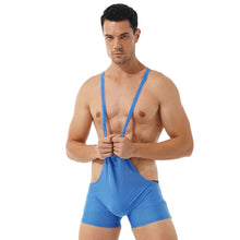 Load image into Gallery viewer, Mens One-piece Wrestling Singlet Bodysuit Fitness Workout Gym Sportswear Stretchy Scoop Neck Sleeveless Skinny Jumpsuits Leotard