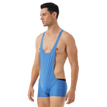 Load image into Gallery viewer, Mens One-piece Wrestling Singlet Bodysuit Fitness Workout Gym Sportswear Stretchy Scoop Neck Sleeveless Skinny Jumpsuits Leotard