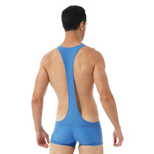 Load image into Gallery viewer, Mens One-piece Wrestling Singlet Bodysuit Fitness Workout Gym Sportswear Stretchy Scoop Neck Sleeveless Skinny Jumpsuits Leotard
