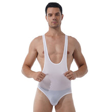 Load image into Gallery viewer, Mens Slim Fitted Bodycon Bodysuit Stretchy Deep U-Neck Sleeveless Skinny Jumpsuits Leotard Gym Sport Fitness Wrestling Singlet