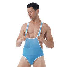 Load image into Gallery viewer, Mens Slim Fitted Bodycon Bodysuit Stretchy Deep U-Neck Sleeveless Skinny Jumpsuits Leotard Gym Sport Fitness Wrestling Singlet