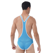 Load image into Gallery viewer, Mens Slim Fitted Bodycon Bodysuit Stretchy Deep U-Neck Sleeveless Skinny Jumpsuits Leotard Gym Sport Fitness Wrestling Singlet