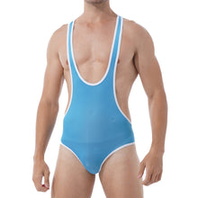Load image into Gallery viewer, Mens Slim Fitted Bodycon Bodysuit Stretchy Deep U-Neck Sleeveless Skinny Jumpsuits Leotard Gym Sport Fitness Wrestling Singlet