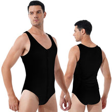 Load image into Gallery viewer, Mens Solid Color Jumpsuits Round Neck Sleeveless Bodysuit Leotard Press Button Closure Skinny Bodycon Gym Fitness Sportswear