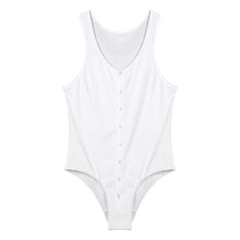 Load image into Gallery viewer, Mens Solid Color Jumpsuits Round Neck Sleeveless Bodysuit Leotard Press Button Closure Skinny Bodycon Gym Fitness Sportswear