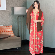 Load image into Gallery viewer, Middle East Abaya Ladies Print Robe Muslim Moroccan  Fashion Elegant  Evening Dress Ramadan Prayer Robe Without Headscarf
