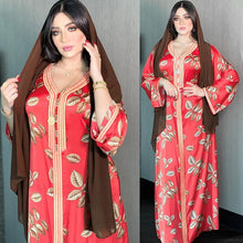 Load image into Gallery viewer, Middle East Abaya Ladies Print Robe Muslim Moroccan  Fashion Elegant  Evening Dress Ramadan Prayer Robe Without Headscarf