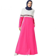 Load image into Gallery viewer, Middle East Abaya Muslim Letter Print Stitching Contrast Pocket Long Skirt With Hijab Arabic Sweater Dress For Women Robe