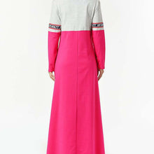 Load image into Gallery viewer, Middle East Abaya Muslim Letter Print Stitching Contrast Pocket Long Skirt With Hijab Arabic Sweater Dress For Women Robe