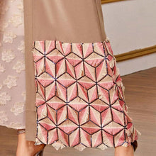 Load image into Gallery viewer, Middle East Muslim New Fashion Geometric Stitching Lace Dubai Arab Cardigan Robe Muslim Woman Caftan Daily Casual Home Wear