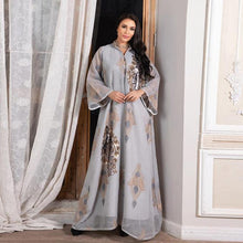 Load image into Gallery viewer, Middle East Plus Size Women's Muslim Evening Dress, Sequin Embroidered Net Yarn Ladies Dress Moroccan  Party Evening Dress