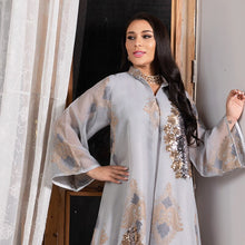 Load image into Gallery viewer, Middle East Plus Size Women's Muslim Evening Dress, Sequin Embroidered Net Yarn Ladies Dress Moroccan  Party Evening Dress