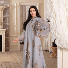 Load image into Gallery viewer, Middle East Plus Size Women's Muslim Evening Dress, Sequin Embroidered Net Yarn Ladies Dress Moroccan  Party Evening Dress
