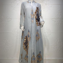 Load image into Gallery viewer, Middle East Plus Size Women's Muslim Evening Dress, Sequin Embroidered Net Yarn Ladies Dress Moroccan  Party Evening Dress
