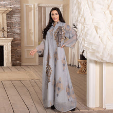 Load image into Gallery viewer, Middle East Plus Size Women's Muslim Evening Dress, Sequin Embroidered Net Yarn Ladies Dress Moroccan  Party Evening Dress