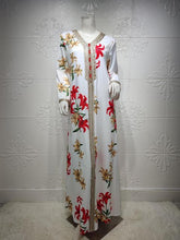 Load image into Gallery viewer, Middle East Women's Muslim Printed Dress Lace Ribbon Arabian Abaya Dubai Muslim Ladies Elegant Robes Muslim Woman Kimono