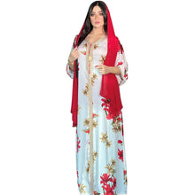 Load image into Gallery viewer, Middle East Women's Muslim Printed Dress Lace Ribbon Arabian Abaya Dubai Muslim Ladies Elegant Robes Muslim Woman Kimono