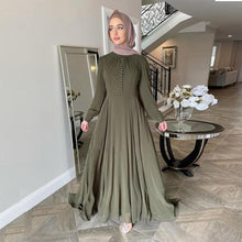Load image into Gallery viewer, Middle Eastern Muslim Clothes Women's Wear National Wind Chiffon Hui Nationality Solid Color Robe And Ankle Dress Abaya Dubai