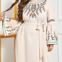 Load image into Gallery viewer, Moroccan Oriental Dress Arabian Oversized Women's Dress Stitching Flared Sleeve Embroidery Casual Muslim Long Skirt Abaya Kimono