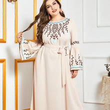 Load image into Gallery viewer, Moroccan Oriental Dress Arabian Oversized Women's Dress Stitching Flared Sleeve Embroidery Casual Muslim Long Skirt Abaya Kimono