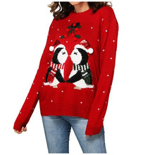 Load image into Gallery viewer, NEW Cute Penguin Pattern Sweaters For Women Fashion  Christmas Sweater Fringed Ball Furry Sweater Sueters De Mujer Moda